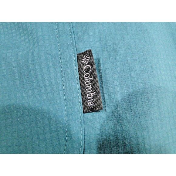 Columbia Mens Shirt Teal Blue XXL Short‎ Sleeve Button Omni Wick - Picture 6 of 6
